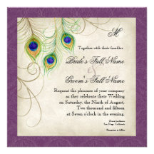 Peacock Feathers Wedding Invitation