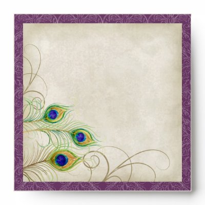 Peacock Feathers Wedding Invitation Envelope