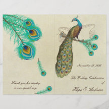 Peacock Feathers Wedding Program 2 Flyer Design