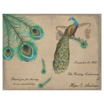 Peacock Feathers Wedding Program Burnt Edges Flyer Design