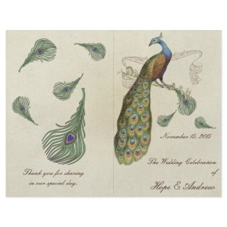 Peacock Feathers Wedding Program flyer