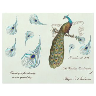 Peacock Feathers Wedding Program flyer