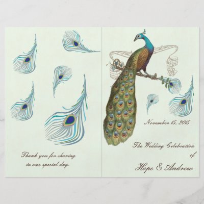 Peacock Feathers Wedding Program Flyer Design by samack