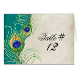 Peacock Feathers Wedding Table Tent Card