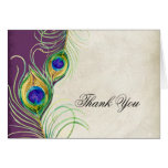 Vintage Peacock Feathers Thank You Card | Zazzle