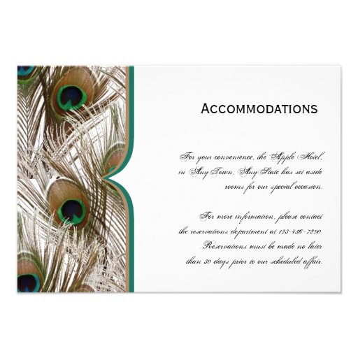 Peacock Feathers with a Double Frame Personalized Invitations