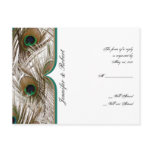 Peacock Feathers with Double Frame RSVP Postcard