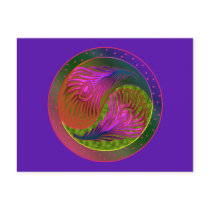 Peacock Feathers Yin Yang 2 Post Cards