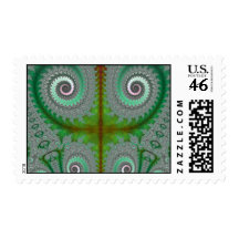 Peacock Fern Unfurling Fractal Postage