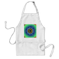 Peacock Fractal Mandala Blue Green Aprons