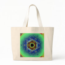 Peacock Fractal Mandala Blue Green Tote Bags