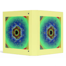 Peacock Fractal Mandala Blue Green Binder