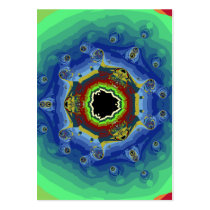 Peacock Fractal Mandala Blue Green Business Card Templates