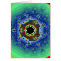 Peacock Fractal Mandala Blue Green Cards