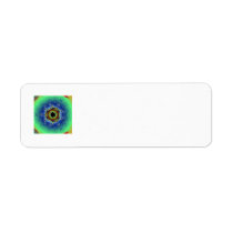 Peacock Fractal Mandala Blue Green Return Address Label