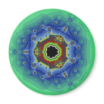 Peacock Fractal Mandala Blue Green Fridge Magnet