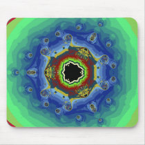 Peacock Fractal Mandala Blue Green Mousepad