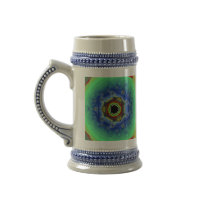 Peacock Fractal Mandala Blue Green Coffee Mugs
