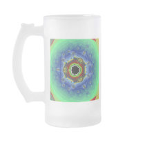 Peacock Fractal Mandala Blue Green Coffee Mugs