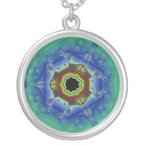 Peacock Fractal Mandala Blue Green Custom Jewelry