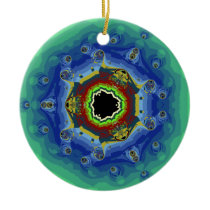 Peacock Fractal Mandala Blue Green Ornaments