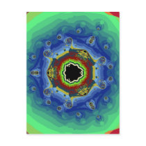 Peacock Fractal Mandala Blue Green Post Cards