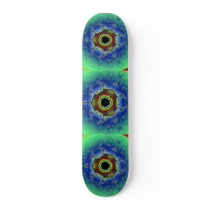 Peacock Fractal Mandala Blue Green Skate Board