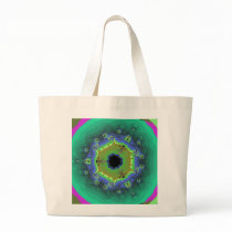 Peacock Fractal Mandala Green Tote Bags