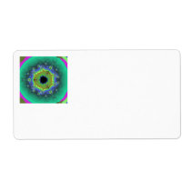 Peacock Fractal Mandala Green Shipping Label