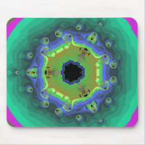 Peacock Fractal Mandala Green Mouse Pad