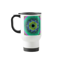Peacock Fractal Mandala Green Mugs
