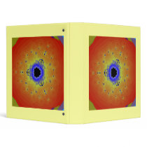 Peacock Fractal Mandala Orange Yellow 3 Ring Binders