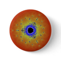Peacock Fractal Mandala Orange Yellow Pinback Buttons