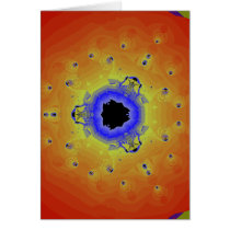 Peacock Fractal Mandala Orange Yellow Greeting Card