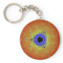 Peacock Fractal Mandala Orange Yellow Keychains