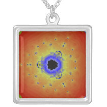 Peacock Fractal Mandala Orange Yellow Pendants