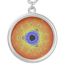 Peacock Fractal Mandala Orange Yellow Pendants