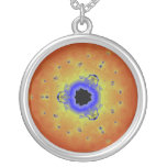 Peacock Fractal Mandala Orange Yellow Pendants