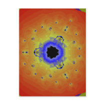 Peacock Fractal Mandala Orange Yellow Post Cards