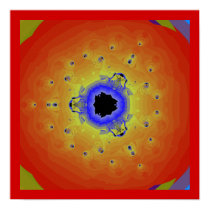 Peacock Fractal Mandala Orange Yellow Poster
