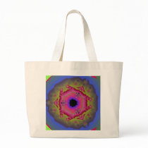 Peacock Fractal Mandala Pink Green Canvas Bag