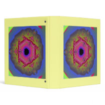 Peacock Fractal Mandala Pink Green Vinyl Binder