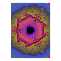 Peacock Fractal Mandala Pink Green Business Cards
