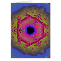 Peacock Fractal Mandala Pink Green Cards