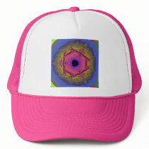 Peacock Fractal Mandala Pink Green Trucker Hats