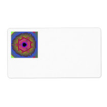 Peacock Fractal Mandala Pink Green Shipping Label
