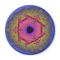 Peacock Fractal Mandala Pink Green Refrigerator Magnet