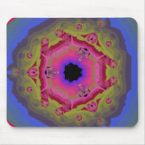 Peacock Fractal Mandala Pink Green Mouse Pads