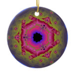 Peacock Fractal Mandala Pink Green Ornaments