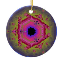 Peacock Fractal Mandala Pink Green Ornaments